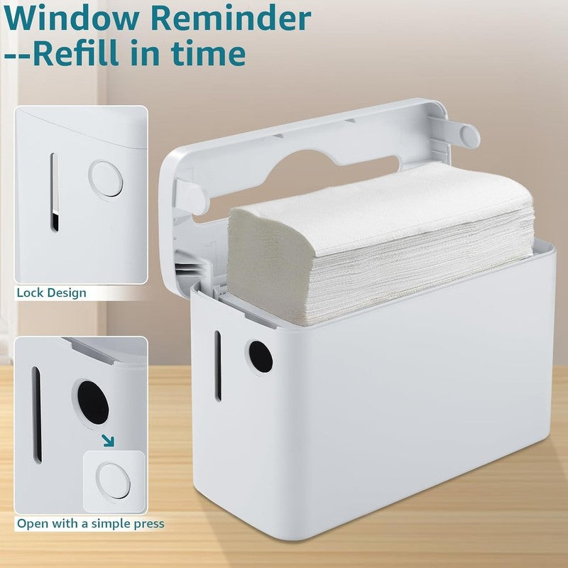 Trifold Paper Towel Dispenser Countertop White Heavy Duty 300 Sheet Wide Design5
