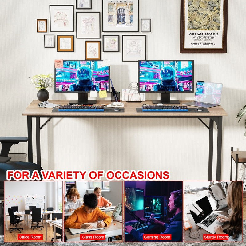 55 Inch Nature Computer Desk with Metal Frame, Adjustable Feet,Pack of 13