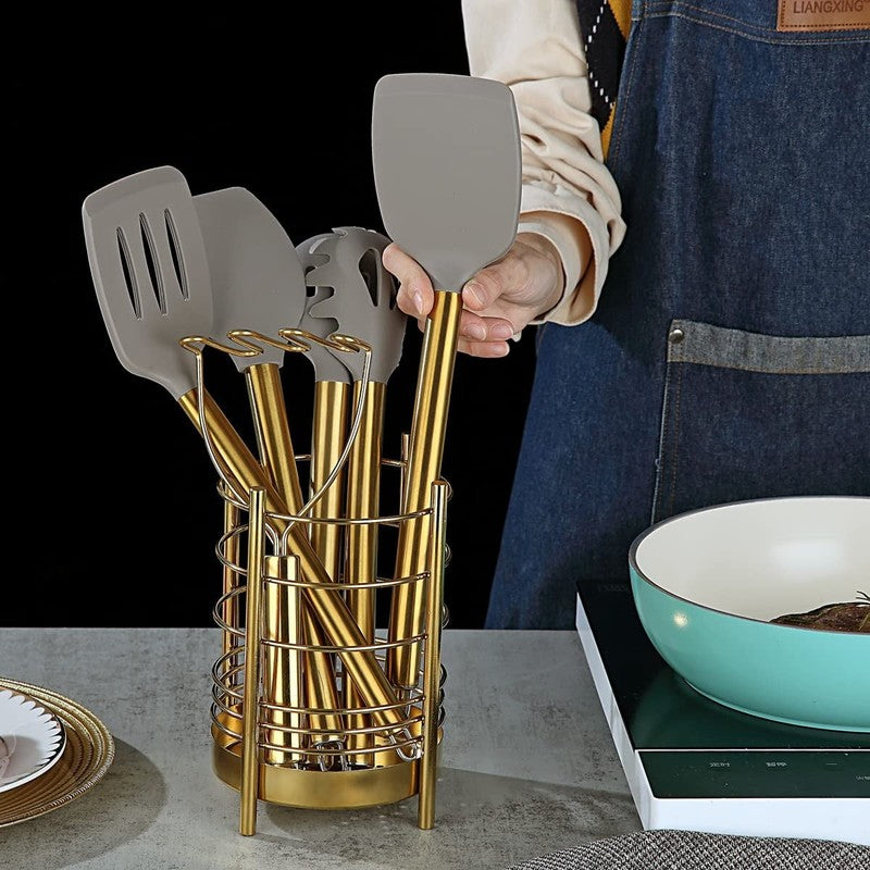 Gold 38 Pieces Silicone Kitchen Utensils Set with Sturdy Stainless Steel Utensil6