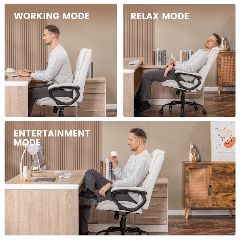 Executive Ergonomic High Back Leather Home Office Desk Chair, White8