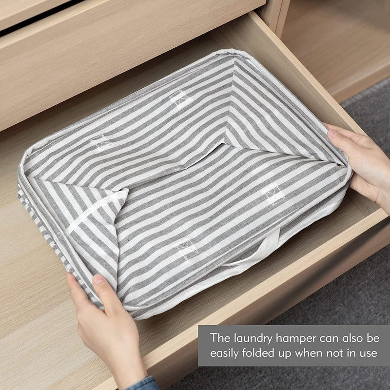 80L Freestanding Laundry Hamper w/ Handle, Collapsible Cotton Basket – Grey7