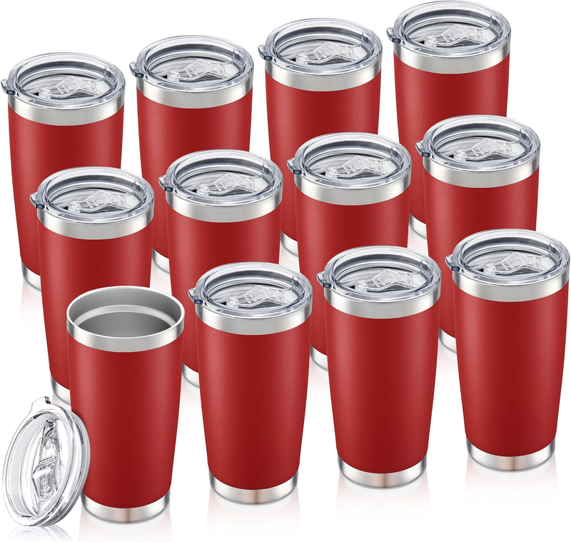 20oz Stainless Steel Tumbler 12 Pack Vacuum Insulated Coffee Cups Red9