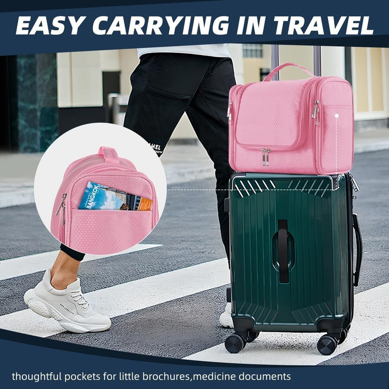 Large Hanging Toiletry Bag Travel Dopp Kit Water-Resistant Men & Women Pink5