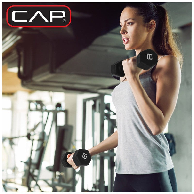 Barbell 32 Lb Neoprene Dumbbell Set with Rack, Black9