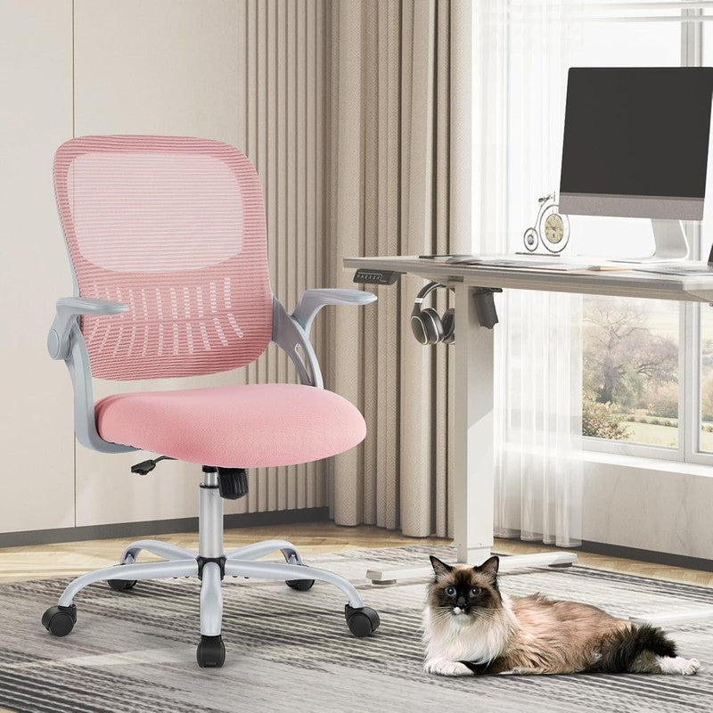 Ergonomic Mesh Office Chair Swivel Mid-Back Lumbar Support Flip-Up Arms6