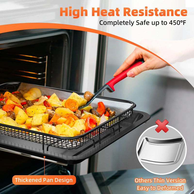 2 Pack Air Fryer Basket Tray for Oven Stainless Steel Crisper Pan 15.6x11.66