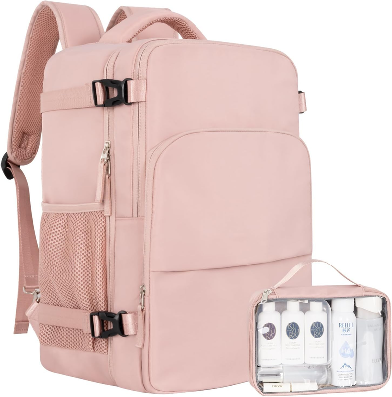 Travel Backpack Women Airline Personal Item Laptop Bag Waterproof Pink10