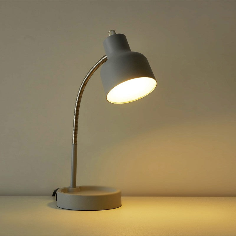 9.5in LED Gooseneck Desk Lamp Silver Painted Glass Integrated LED7