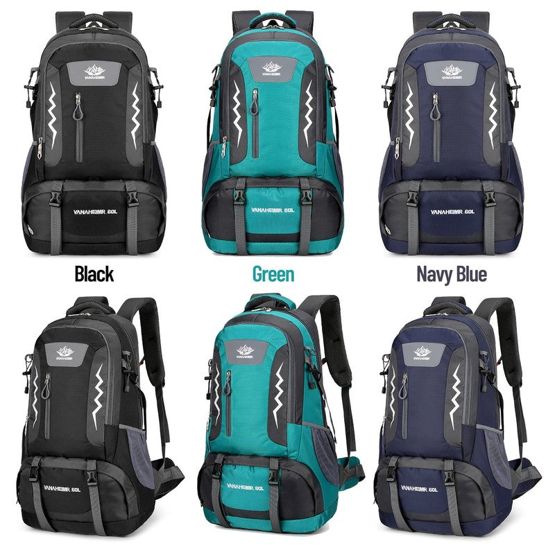 60L Waterproof Hiking Backpack with Reflective Strips & Safety Whistle, Large Ca3