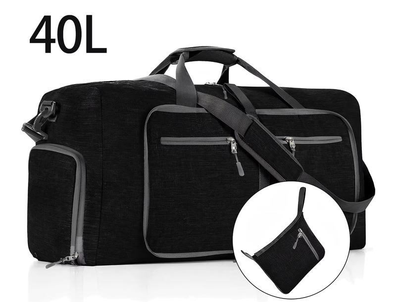 20" Travel Duffle Bag for Men, 40L Foldable Travel Duffel Bag with Shoes Compart0
