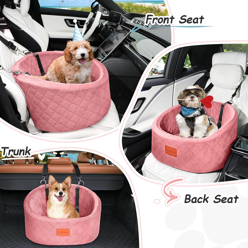 Dog Car Seat for Small Dogs up to 30 Lbs,Ultra Soft Fabric Fill in Comfy Memory 4