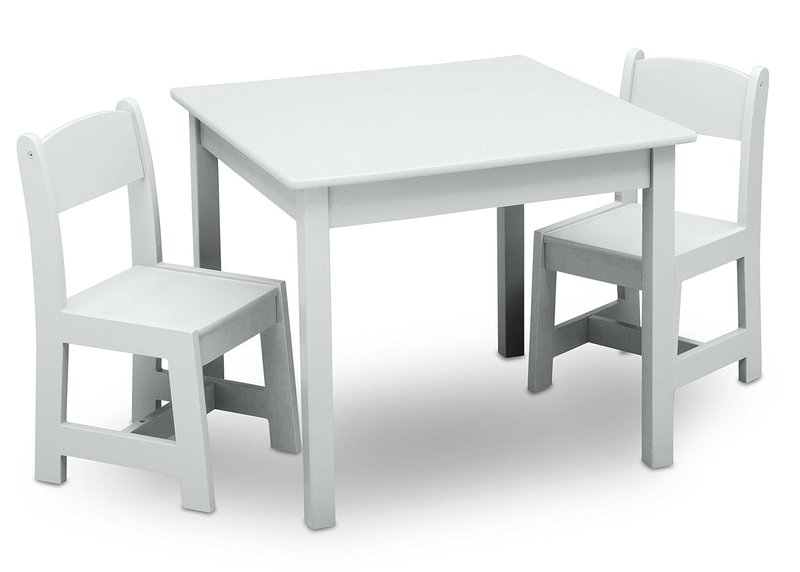 Mysize Kids Wood Table & 2 Chairs 3pc Bianca White Greenguard Gold8