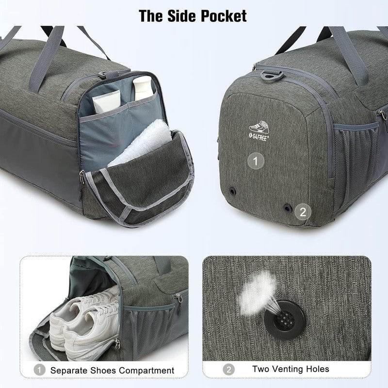 45L 3 Way Duffle Backpack Gym Bag Wet Pocket Shoes Compartment Travel4