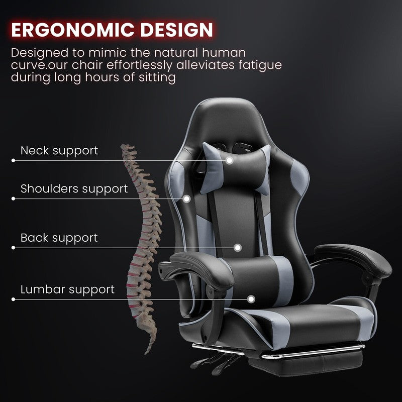 Big and Tall Gaming Chair, Computer Chair with Footrest and Lumbar Support, Heig3