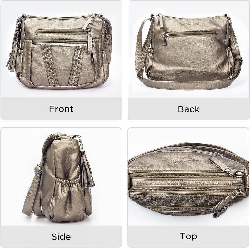 Women Crossbody Bag Tassel PU Leather Shoulder Handbag Purse Pocketbook3