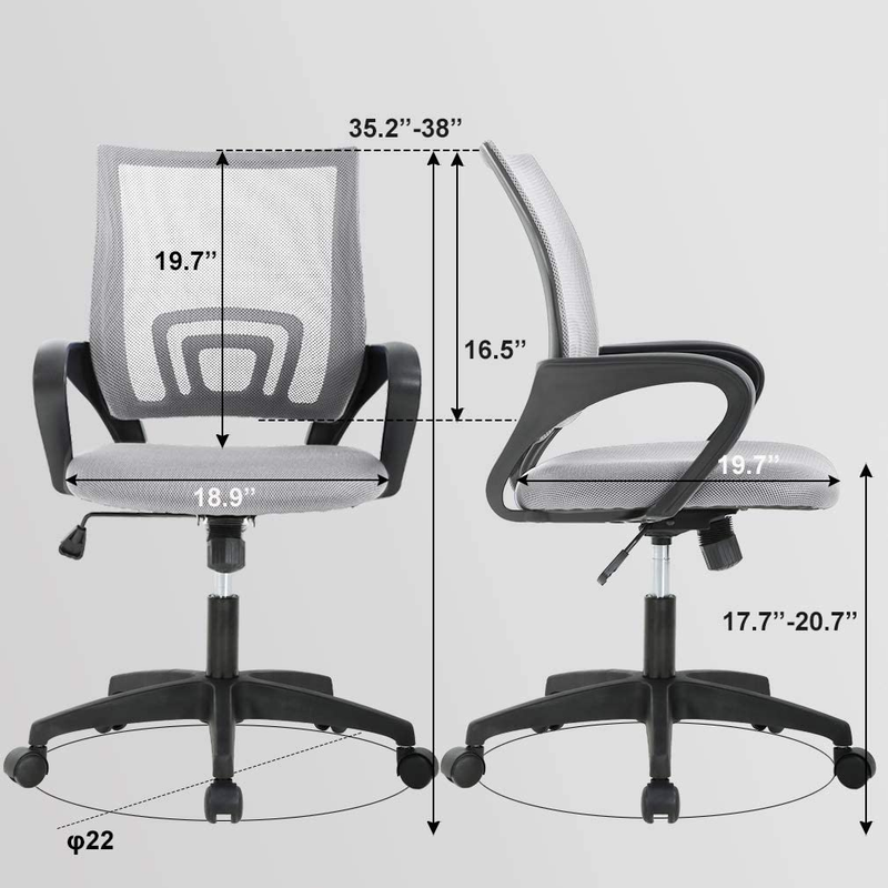 | Ergonomic Office Chair | Mid-Back Swivel Desk Chair | Breathable Backrest & Lu2