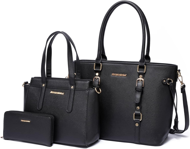 3PCS Purses for Women Tote Bag and Wallet Set Shoulder Satchel Handbags0