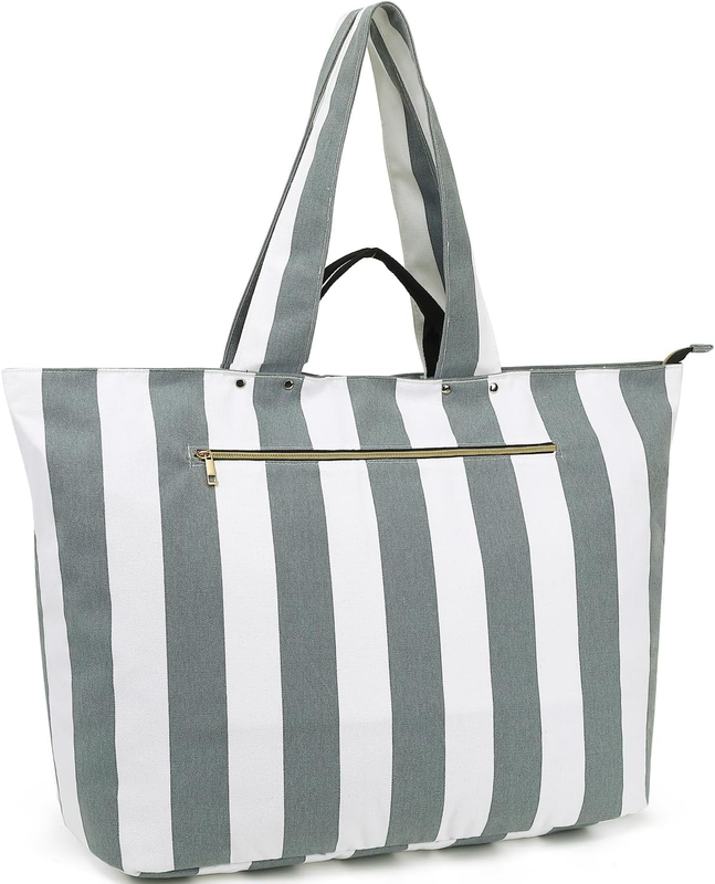 Beach Tote Bag Waterproof Large Canvas Wet Pocket Zipper Travel10