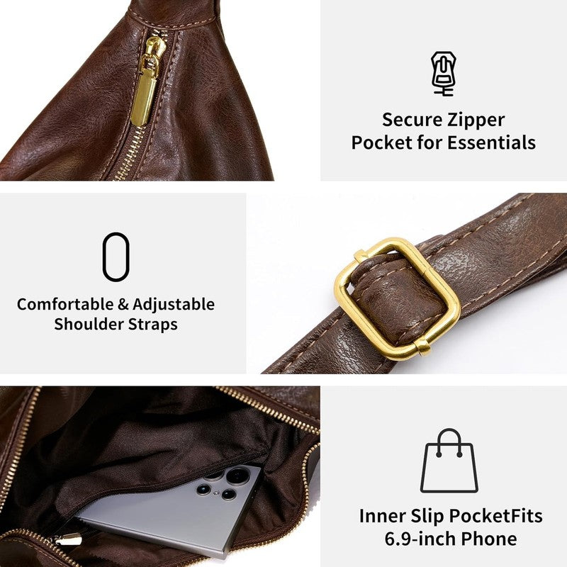Hobo Bags for Women Vegan Leather Soft Foldable Shoulder Slouchy Tote Purse2