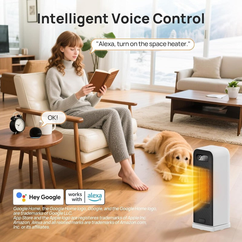Smart 1500W Portable Electric Space Heater WiFi Thermostat Timer 4 Modes White4