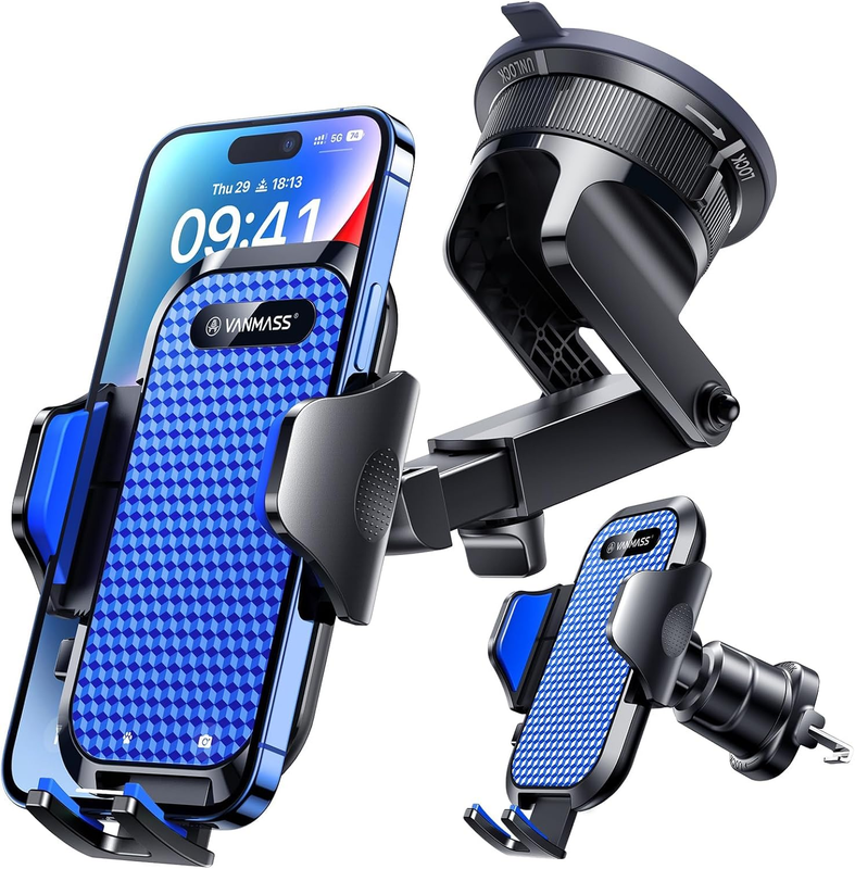 Upgraded Ace Car Phone Holder - Steel Hook & Super Suction Cup, Blue0