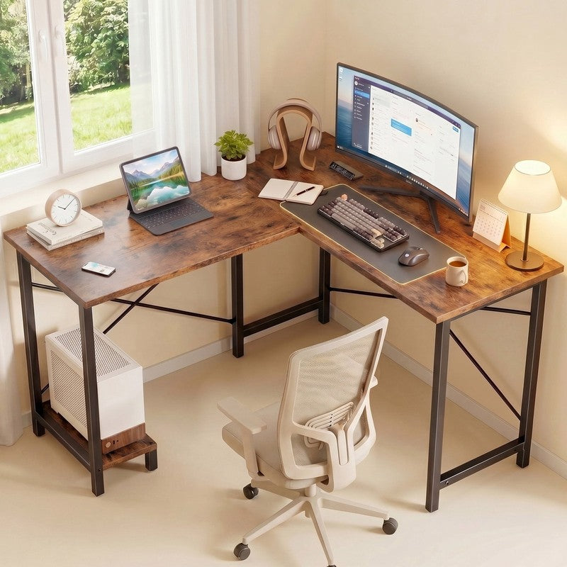 50 Inch L Shaped Computer Desk, Corner Executive Desks Gaming Desk PC Table with1