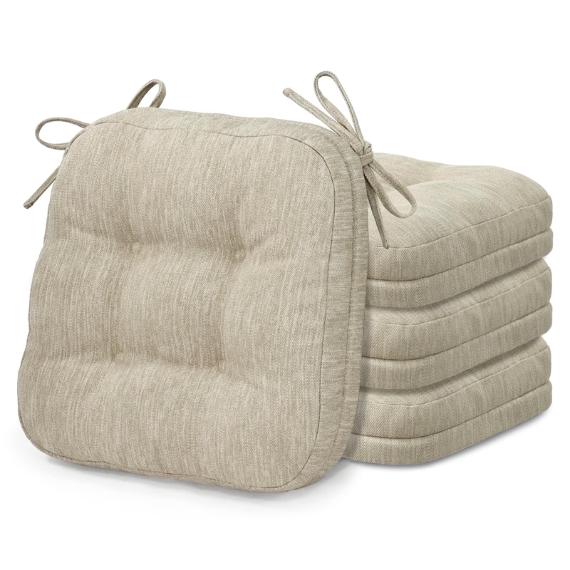 3.5" Tufted Memory Foam Chair Cushions 16.5"x16.5" Non-Slip Beige8