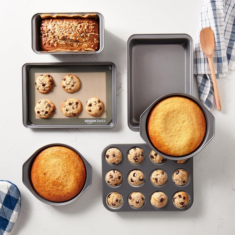 6 Piece Nonstick, Carbon Steel Oven Safe Bakeware Set with Cake, Muffin, Cookie,4