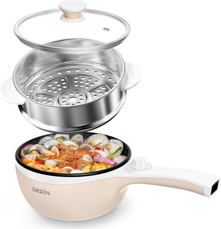 Electric Hot Pot 1.5L Steamer Non Stick Sauté Pan Noodle Cooker Power Control8