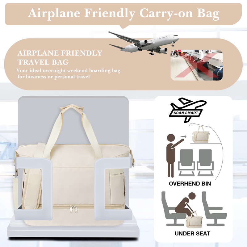 Travel Duffel Bag for Women Gym Bag with USB Charging Port Large Weekender Overn1