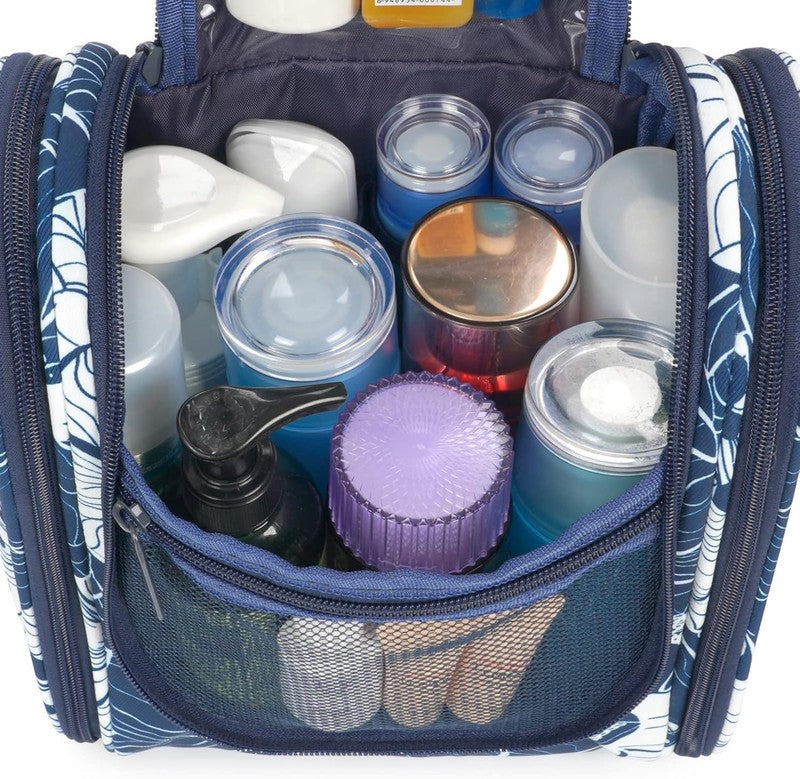 Small Hanging Travel Toiletry Bag Cosmetic Organizer Medium Blue Lotus3