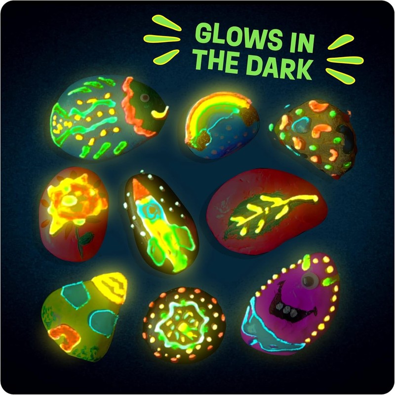 Kids Rock Painting Kit - Glow in the Dark - Christmas Gifts Arts & Crafts for Bo2