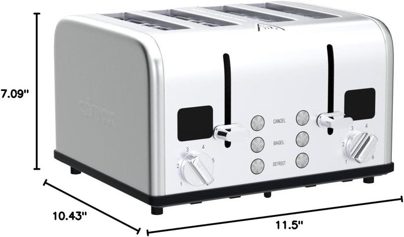4 Slice Stainless Steel Toaster LED Wide Slots Bagel Defrost Cancel6