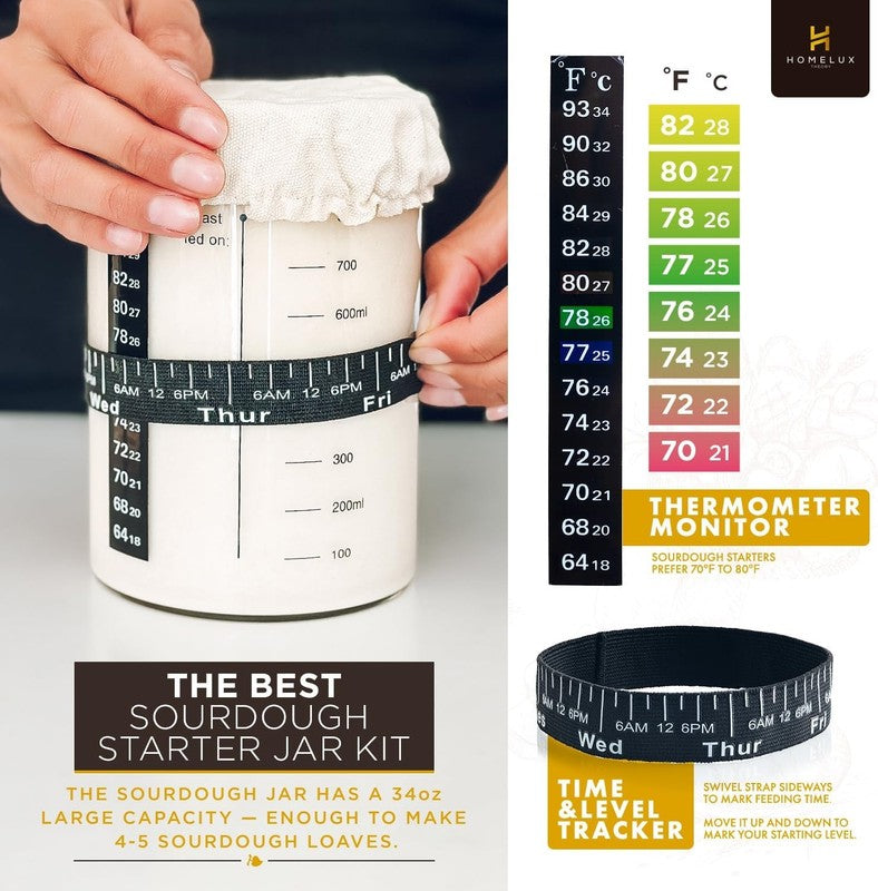 Sourdough Starter Kit 14pcs   Yellow Banneton Proofing Basket & Baking Supplies4