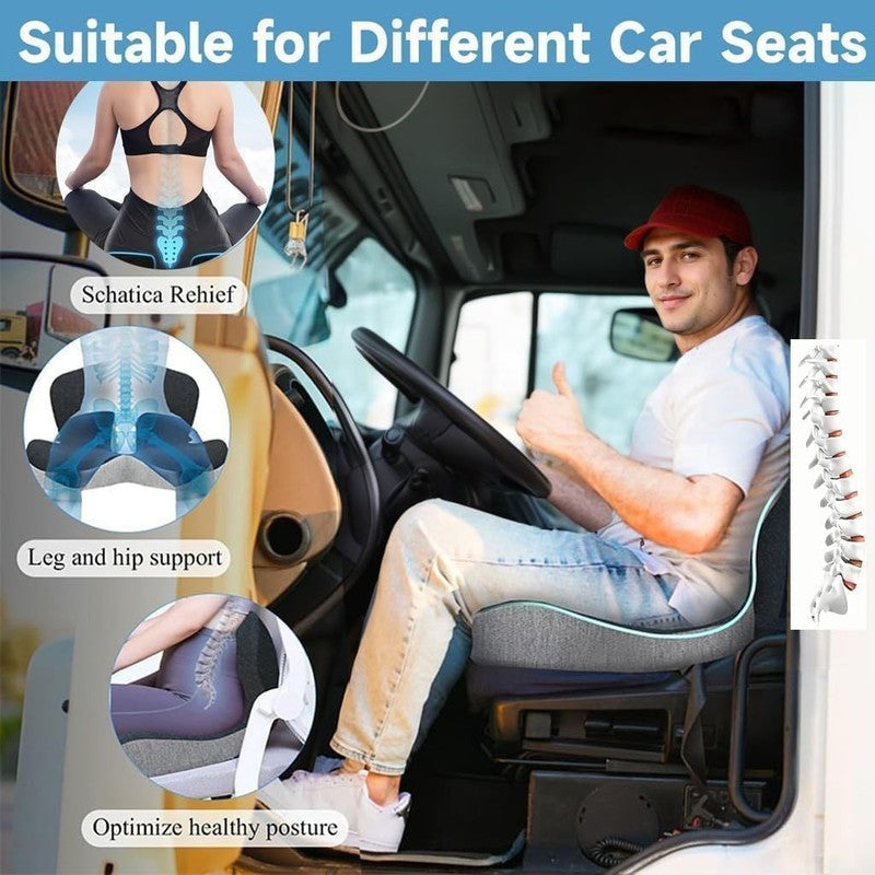 L Shaped Seat Cushion for Long Sitting,Memory Foam Ergonomic Back Support Drivin7