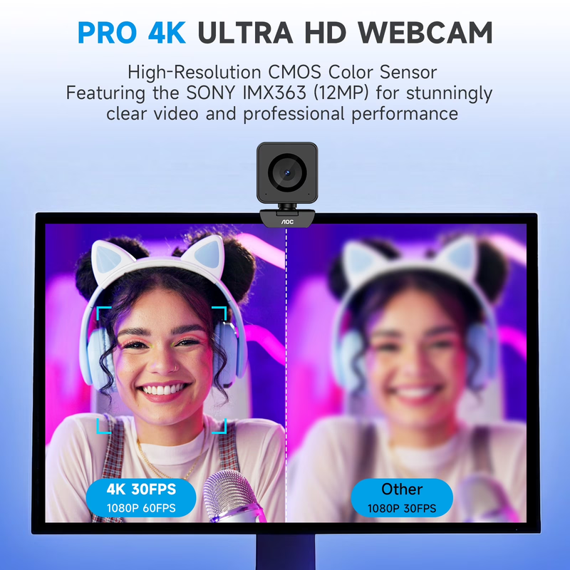 4K UHD Webcam USB Auto Focus Privacy Cover for PC Mac Laptop Zoom Teams1