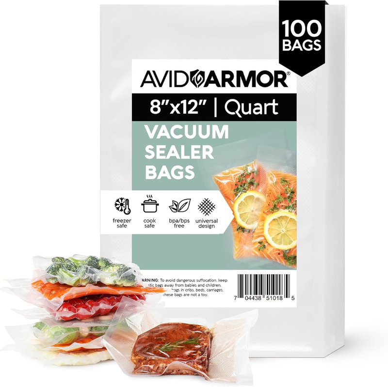 100 Pack Heavy Duty Vacuum Sealer Bags 8x12 Inch for Food Storage & Sous Vide0