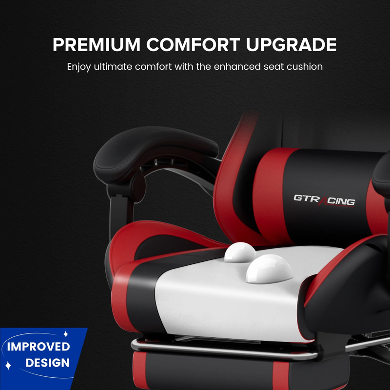 Ergonomic GTWD 200 Chair Gaming Office Adjustable Pillow Footrest Red7