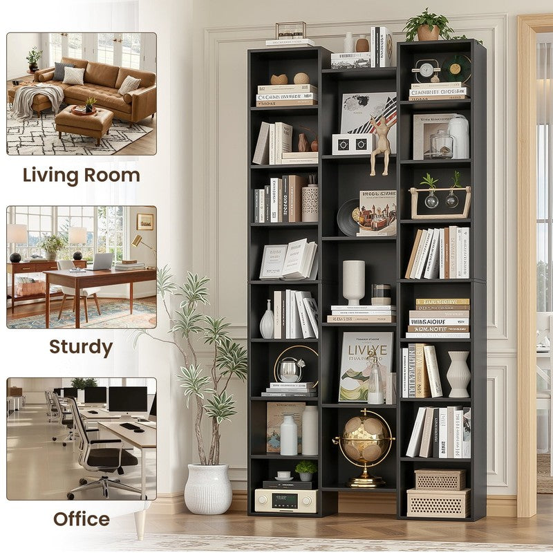 21-Cube Bookcase and Bookshelves with Adjustable Shelves, 71.3'' Triple Width Op2