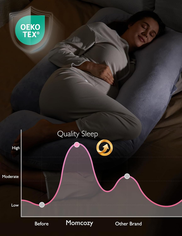 57in U Shaped Pregnancy Pillow Full Body Maternity Pillow Gray8