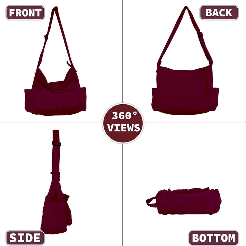 Canvas Messenger Bag Large Hobo Crossbody Multiple Pockets Shoulder Tote Unisex2