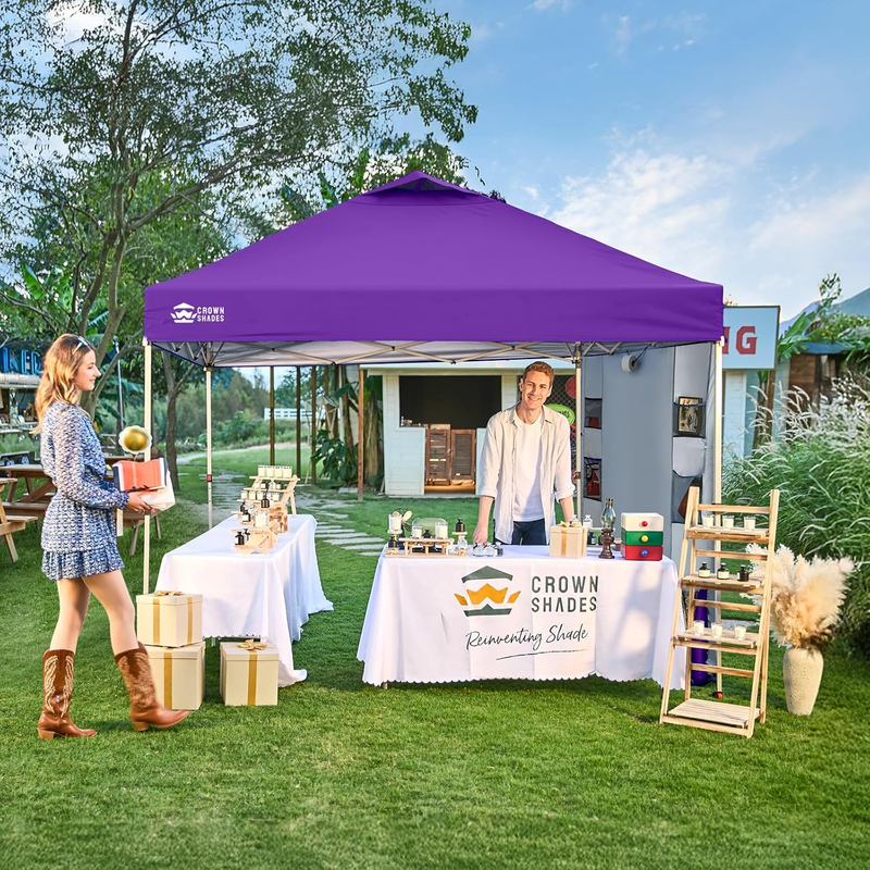 Crown Shades 10x10 Pop Up Canopy Tent w/ Sidewall Easy Setup Sun Shelter Purple2