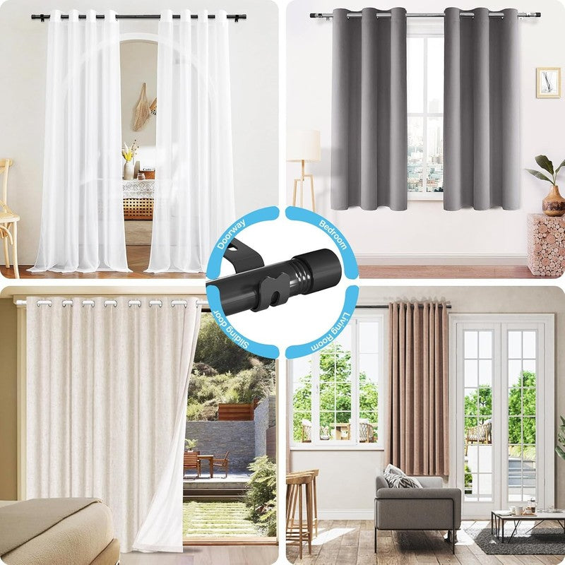 Adjustable 30-60" Black Curtain Rods - Modern Heavy Duty for Any Room8