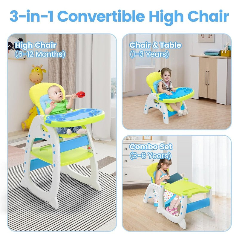 3 in 1 Baby High Chair Adjustable Toddler Feeding Chair Easy Clean for Babies5
