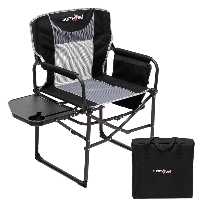 Camping Directors Chair, Heavy Duty,Oversized Portable Folding Chair with Side T10