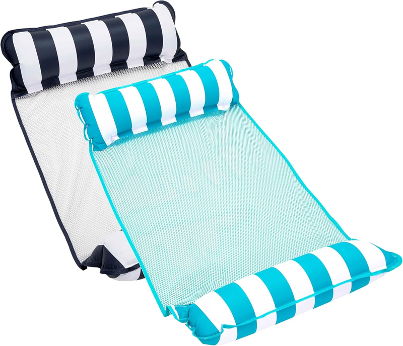 2 Pack 4-in-1 Pool Hammock Float Inflatable Water Lounger Aqua PVC Adults Kids8