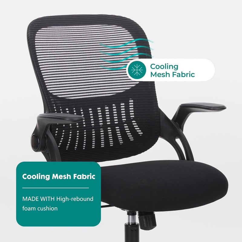 Sweetcrispy Ergonomic Mesh Office Chair Swivel Mid-Back Lumbar Flip-Up Arms4