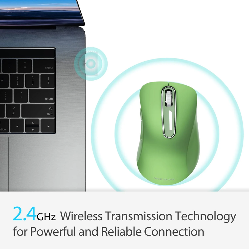 Wireless Mouse 1400 DPI 5 Button Optical USB Nano Receiver for PC Laptop Green2