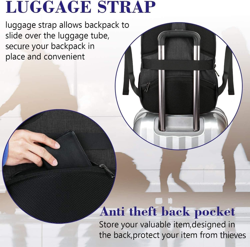 Extra Large 17" Laptop Backpack TSA Friendly Travel Business Bag Black5