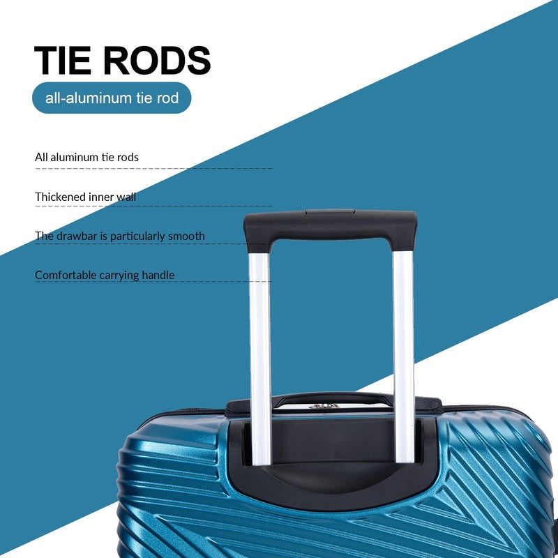 Stylish 3 Piece Lightweight Blue Hardside Luggage Set with Spinner Wheels3